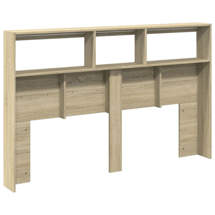 Queen Size Headboard Cabinet with Led Sonoma Oak 160x17x102