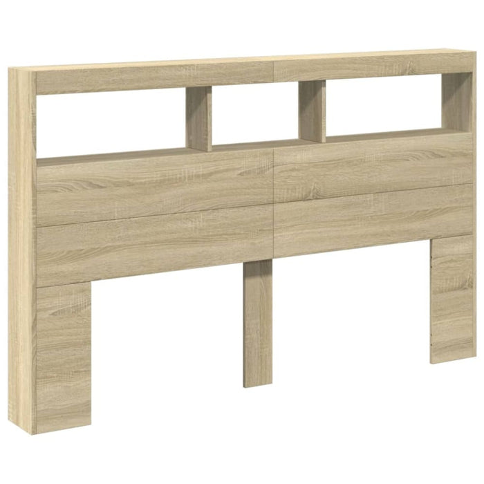 Queen Size Headboard Cabinet with Led Sonoma Oak 160x17x102