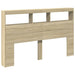 Queen Size Headboard Cabinet with Led Sonoma Oak 160x17x102