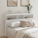 Queen Size Headboard Cabinet with Led White 160x17x102 Cm