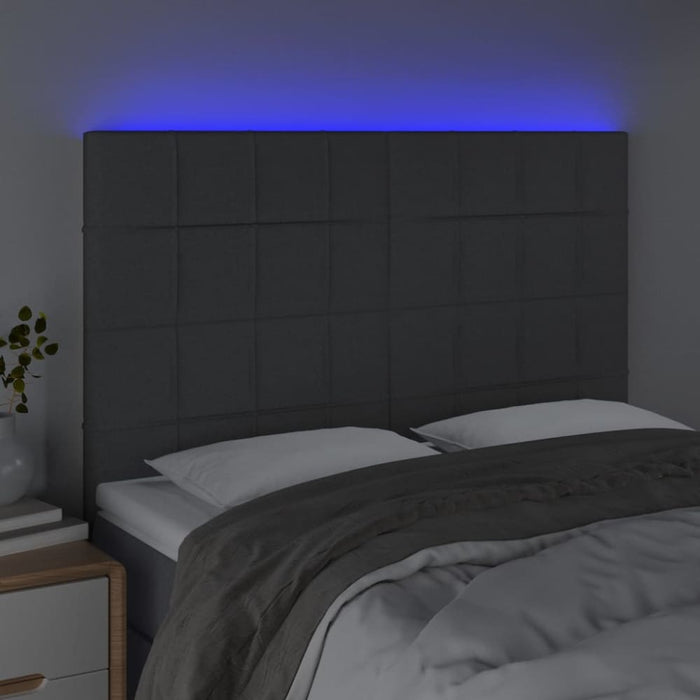 Queen Size Led Headboard Dark Grey 144x5x118/128 Cm Fabric