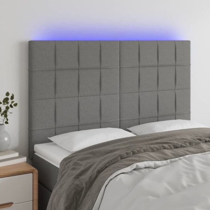 Queen Size Led Headboard Dark Grey 144x5x118/128 Cm Fabric