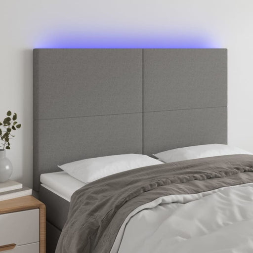 Queen Size Led Headboard Dark Grey 144x5x118/128 Cm Fabric
