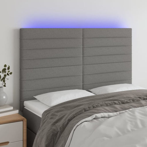 Queen Size Led Headboard Dark Grey 144x5x118/128 Cm Fabric