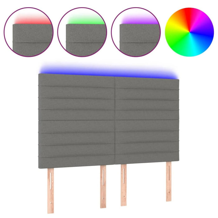 Queen Size Led Headboard Dark Grey 144x5x118/128 Cm Fabric