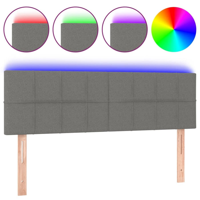 Queen Size Led Headboard Dark Grey 144x5x78/88 Cm Fabric