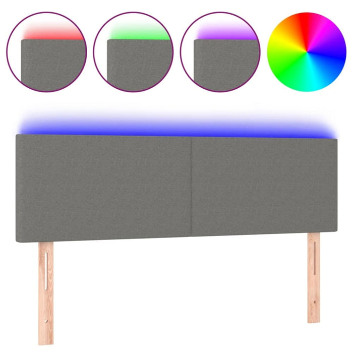 Queen Size Led Headboard Dark Grey 144x5x78/88 Cm Fabric