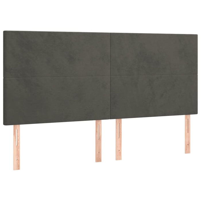 Queen Size Led Headboard Dark Grey 160x5x118/128 Cm Velvet