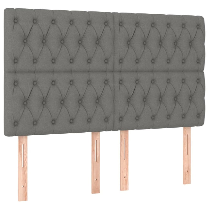 Queen Size Led Headboard Dark Grey 160x7x118/128 Cm Fabric