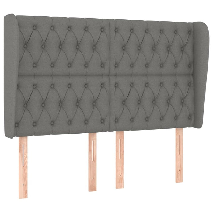 Queen Size Headboard with Ears Dark Grey 147x23x118/128 Cm