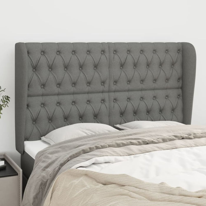 Queen Size Headboard with Ears Dark Grey 147x23x118/128 Cm