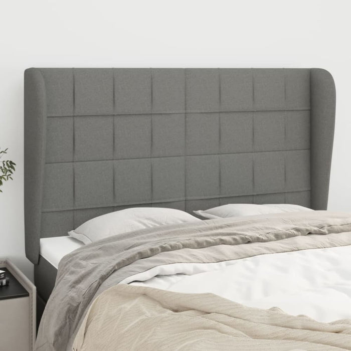 Queen Size Headboard with Ears Dark Grey 147x23x118/128 Cm