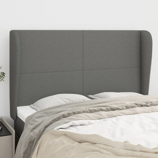 Queen Size Headboard With Ears Dark Grey 147x23x118/128 Cm