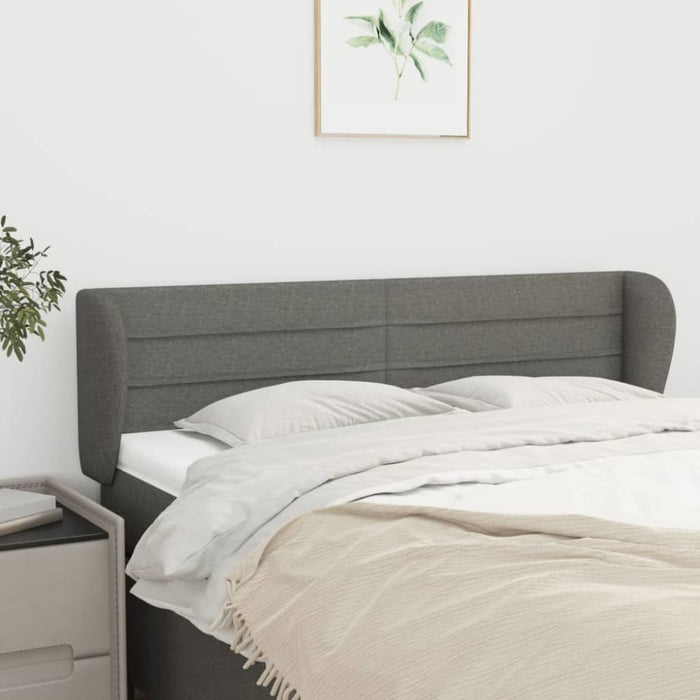 Queen Size Headboard With Ears Dark Grey 147x23x78/88 Cm