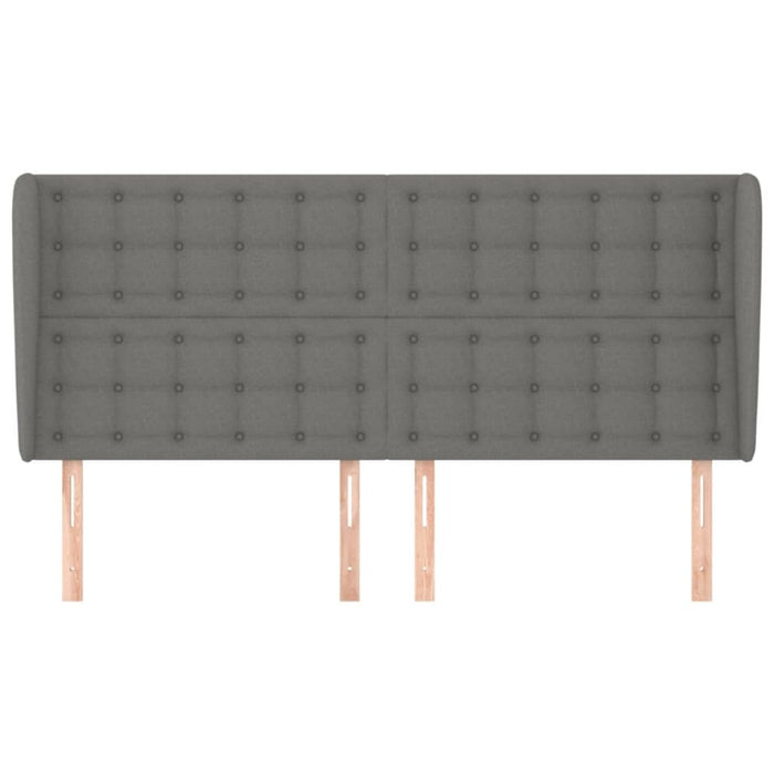 Queen Size Headboard with Ears Dark Grey 163x23x118/128 Cm