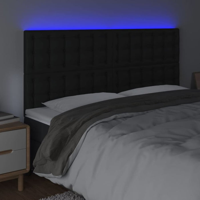 Queen Size Led Headboard Black 160x5x118/128 Cm Faux