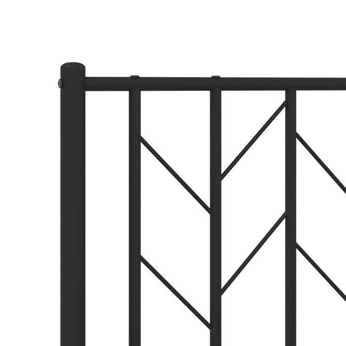 Queen Size Metal Bed Frame with Headboard Black 150x200 Cm