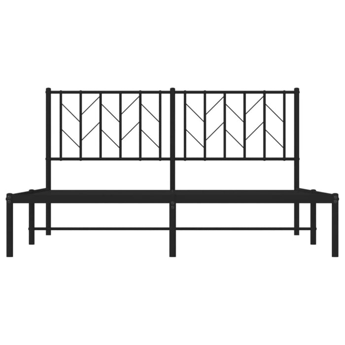 Queen Size Metal Bed Frame with Headboard Black 150x200 Cm