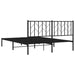 Queen Size Metal Bed Frame with Headboard Black 150x200 Cm