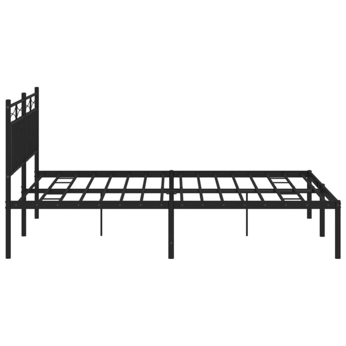 Queen Size Metal Bed Frame with Headboard Black 150x200 Cm
