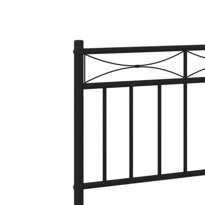 Queen Size Metal Bed Frame with Headboard Black 150x200 Cm
