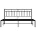 Queen Size Metal Bed Frame with Headboard Black 150x200 Cm