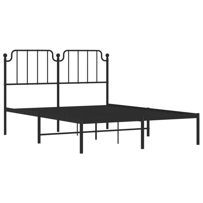 Queen Size Metal Bed Frame with Headboard Black 150x200 Cm