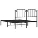 Queen Size Metal Bed Frame with Headboard Black 150x200 Cm