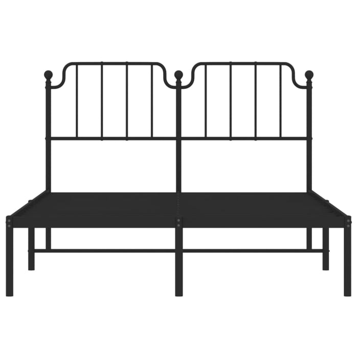 Queen Size Metal Bed Frame with Headboard Black 150x200 Cm