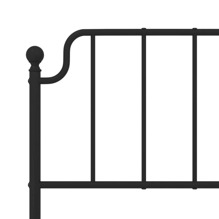 Queen Size Metal Bed Frame with Headboard Black 150x200 Cm