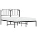 Queen Size Metal Bed Frame with Headboard Black 150x200 Cm