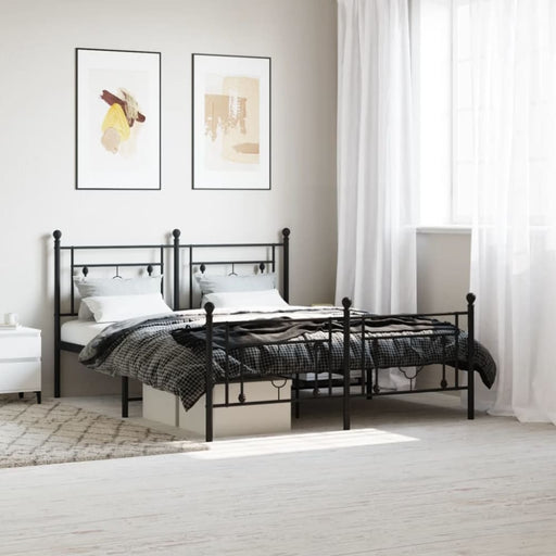 Queen Size Metal Bed Frame with Headboard and Footboard