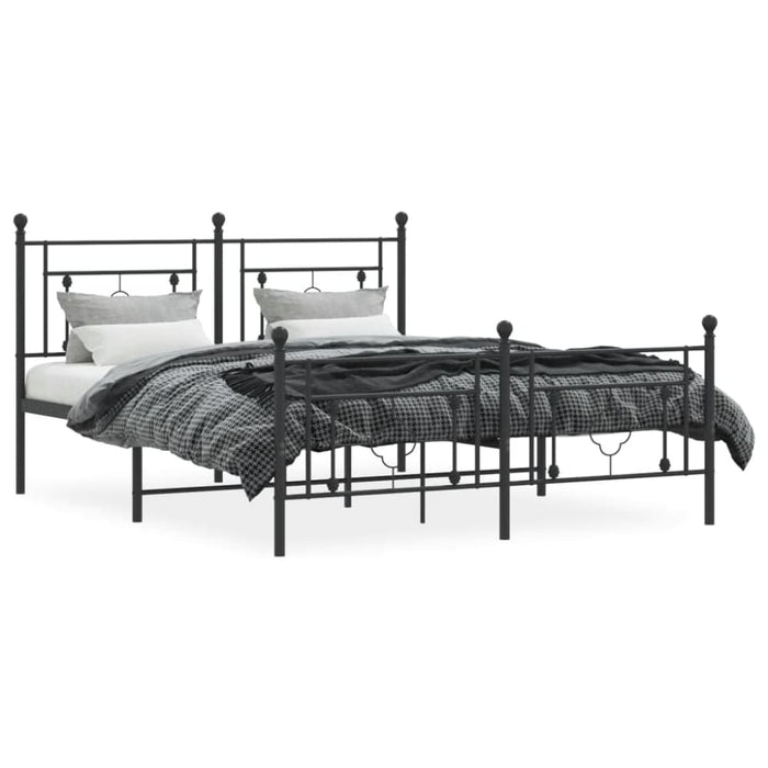 Queen Size Metal Bed Frame with Headboard and Footboard