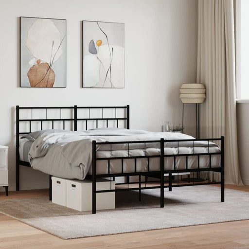 Queen Size Metal Bed Frame with Headboard and Footboard