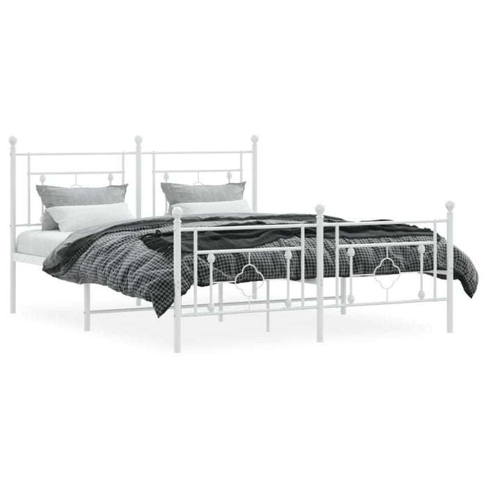 Queen Size Metal Bed Frame with Headboard and Footboard