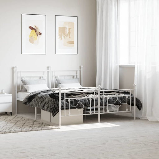 Queen Size Metal Bed Frame with Headboard and Footboard