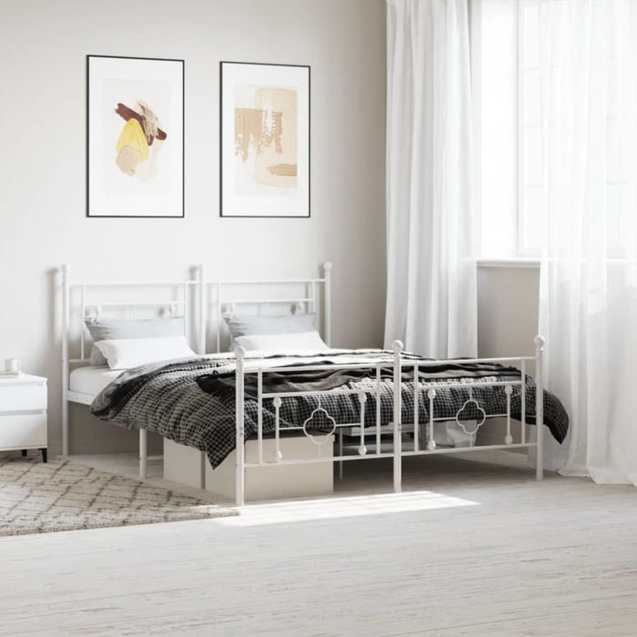 Queen Size Metal Bed Frame with Headboard and Footboard