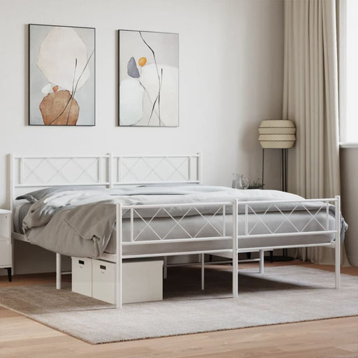 Queen Size Metal Bed Frame with Headboard and Footboard