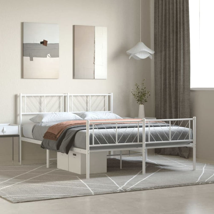 Queen Size Metal Bed Frame with Headboard and Footboard