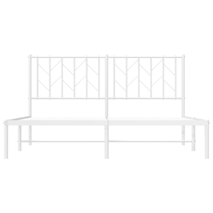 Queen Size Metal Bed Frame with Headboard White 150x200 Cm
