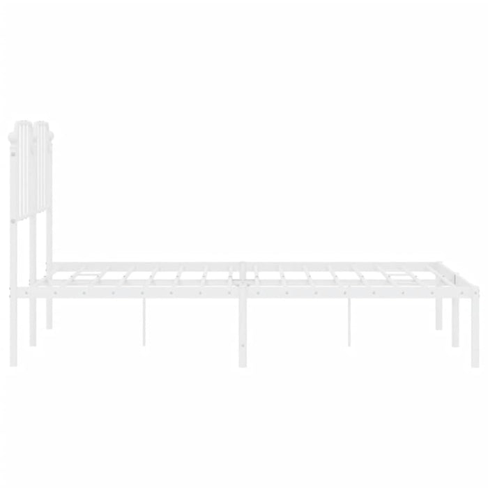 Queen Size Metal Bed Frame with Headboard White 150x200 Cm