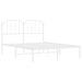 Queen Size Metal Bed Frame with Headboard White 150x200 Cm