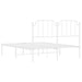 Queen Size Metal Bed Frame with Headboard White 150x200 Cm