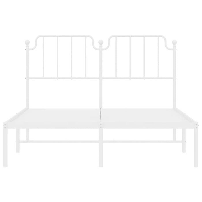 Queen Size Metal Bed Frame with Headboard White 150x200 Cm