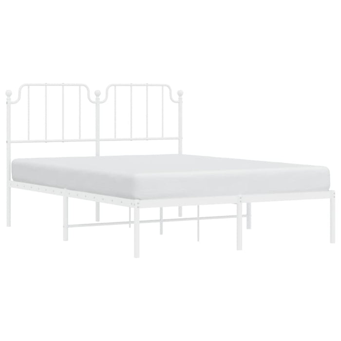 Queen Size Metal Bed Frame with Headboard White 150x200 Cm