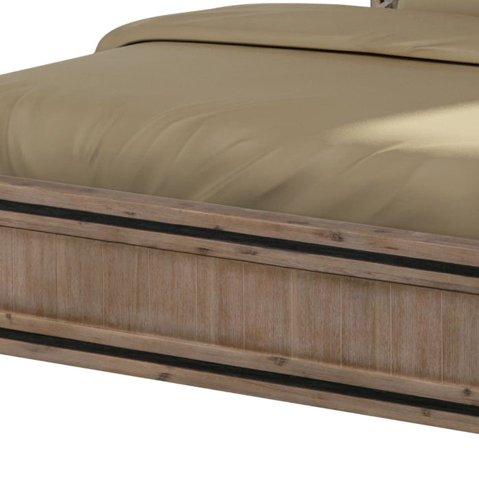 Queen Size Silver Brush Bed Frame In Acacia Wood