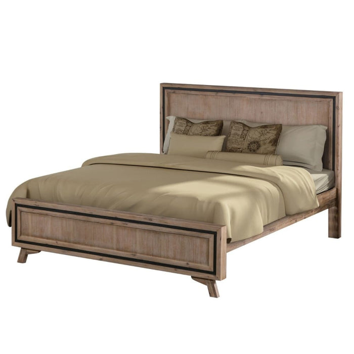 Queen Size Silver Brush Bed Frame In Acacia Wood