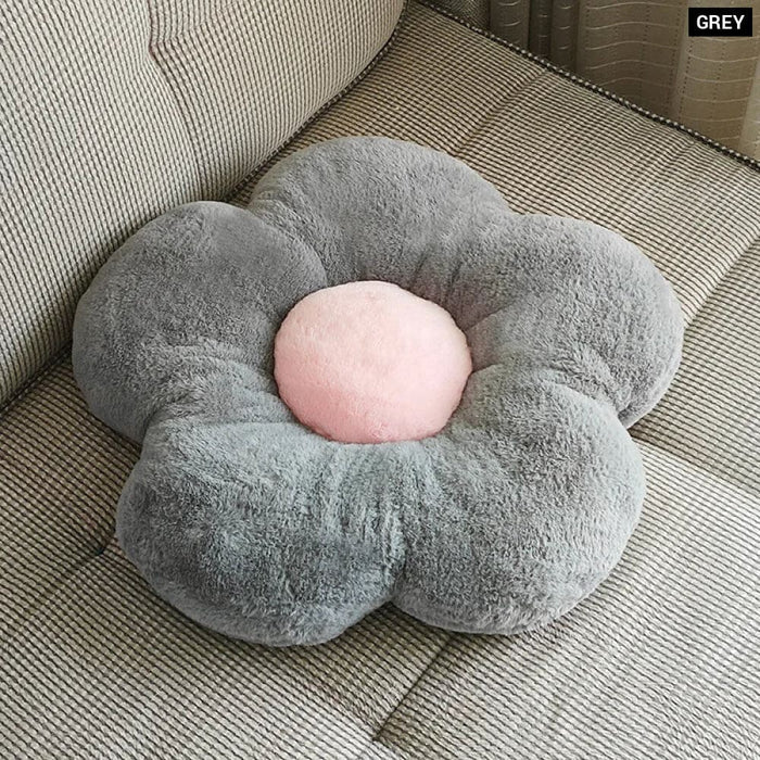 Rabbit Fur Flower Cushion For Office Or Sofa