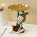 Rabbit Girl Statue with Tray for Keys Storage Box Nut Candy