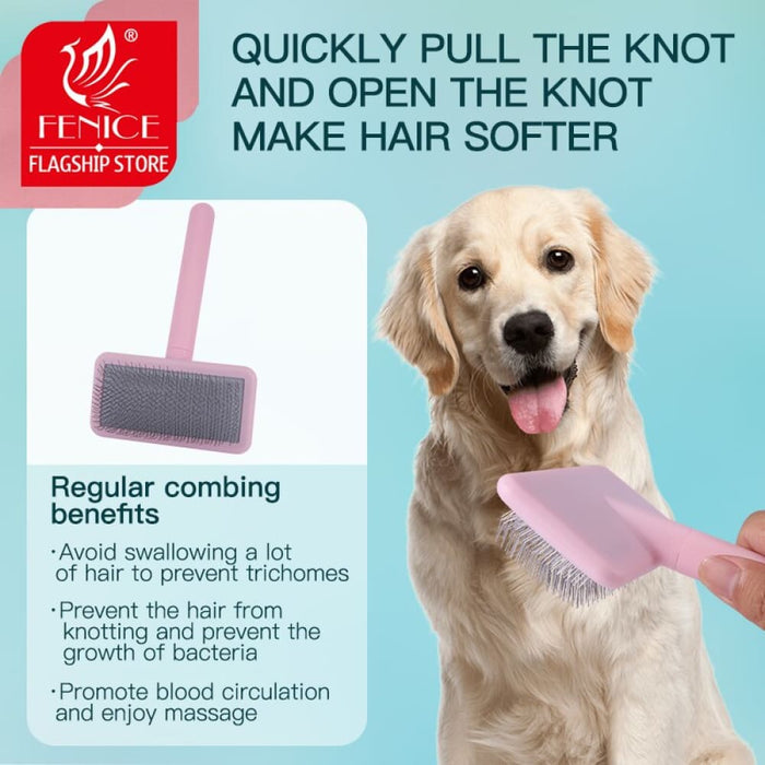 Pet Cat Dog Rabbit Hair Brush Massage Comb Open - knot